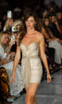 Strapless Lace Mini Dress with Draped Detail